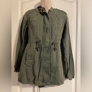 American Rag Cie Military Green Hooded Cargo‎ Jacket Size XS Oversized